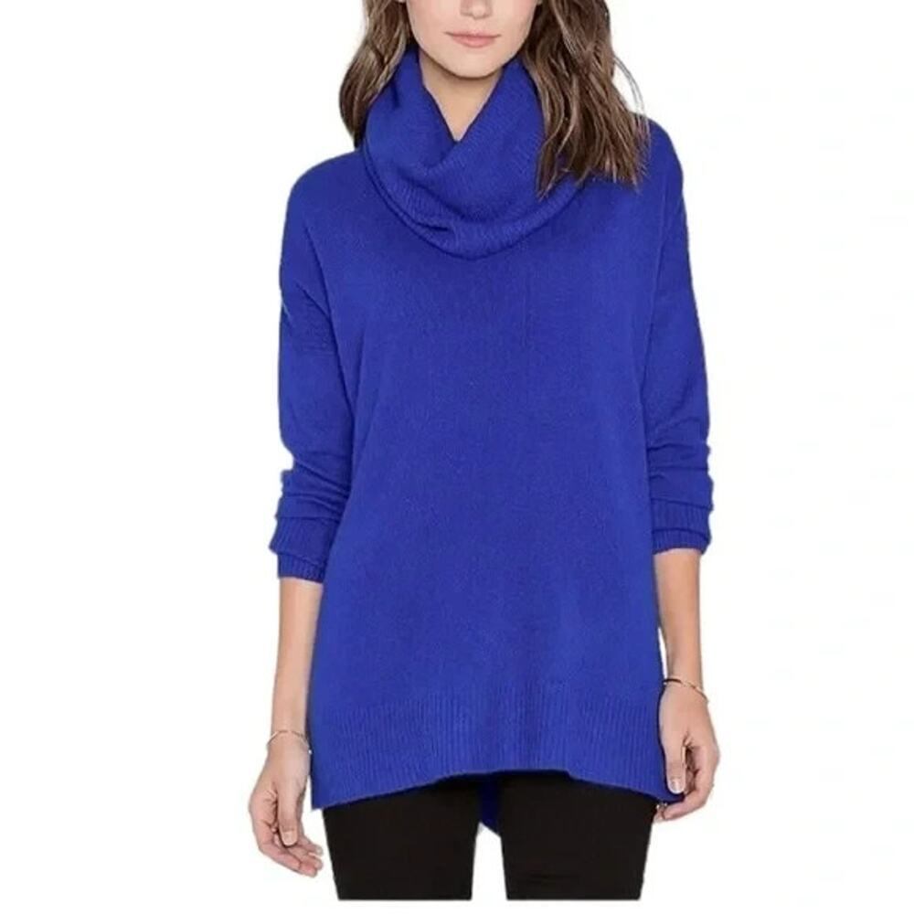 Diane von Furstenberg 100% Cashmere Pullover Turtleneck Sweater Size Small Blue